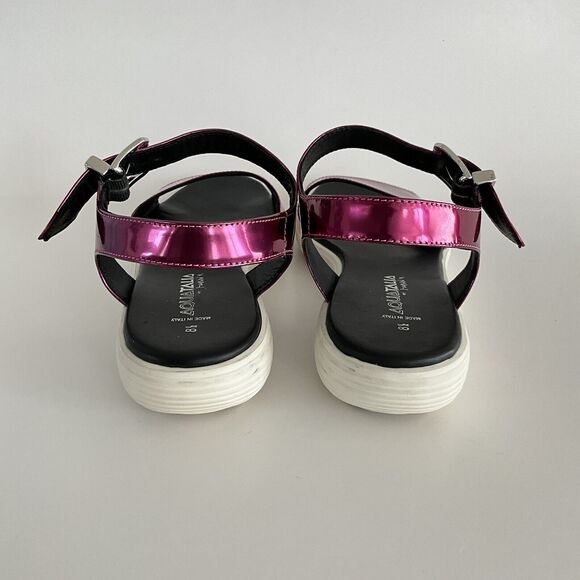 Aquatalia Sandals Women 8.5M Metallic Fuchsia Leather Ravish Ankle Strap - Picture 7 of 12